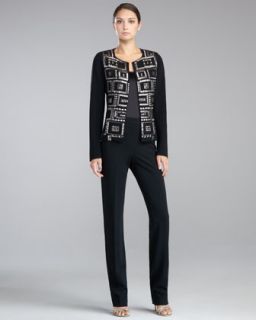 St. John Collection Beaded Double Faced Crepe Jacket & Liquid Satin