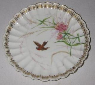 Antique Handpainted Bird in Flight Flower Limoges Plate