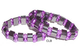 hematite rosebud bracelets lavender