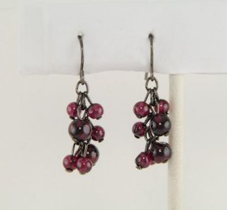 hematite ep purple grape cluster dangle earrings