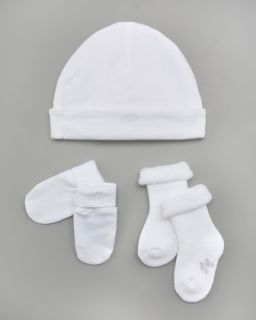 Z0XX7 Tartine et Chocolat Hat, Bootie & Mitt Set, White