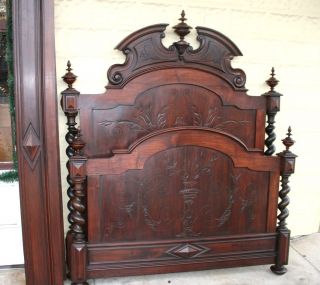 Gorgeous French Antique Henry II Barley Twist Full Size Bed Made from