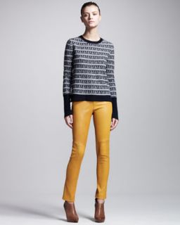 ALC Hamilton Anchor Print Sweater & Rowe Leather Leggings   Neiman