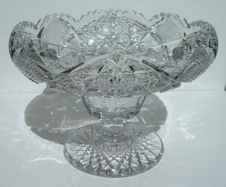   glass footed Bowl Compote American Brilliant Antique Crystal J Hoare