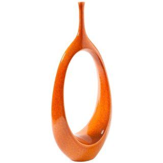 Global Views Open Oval Ring Vase, Orange