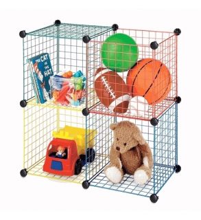  Wire Stackable Collapsible Grid Storage Cubes Shelves Shelving