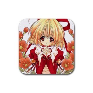 Anime Girl flowers Rubber Square Coaster set (4 pack