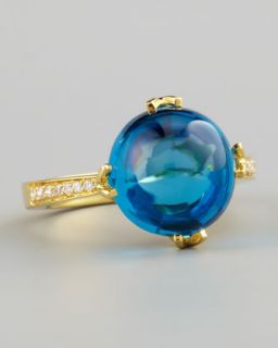 Frederic Sage Jelly Bean Blue Topaz Ring, Yellow Gold   