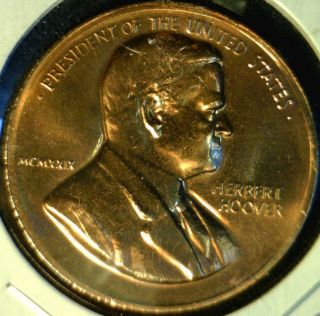 Herbert Hoover US MINT INAUGURATED Commemorative Bronze Medal   Token