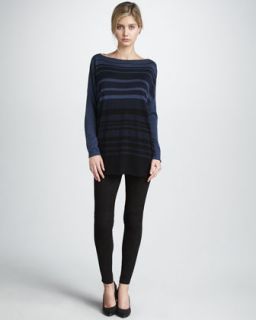 Vince Striped Boat Neck Sweater & Solid Pajama Pants   