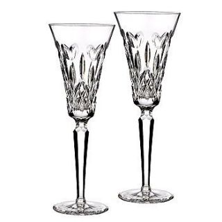 Waterford] Crystal I Love LismoreFlute Pair Signed Jorge Perez NEW