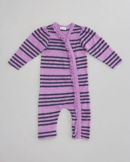 Splendid Littles Striped Ruffle Capri Playsuit, Jam/Light Purple