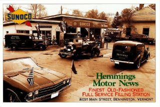 Hemmings Motor News Sunoco Gas Station Bennington VT Postcard