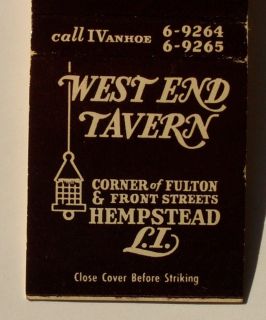 1950s Matchbook West End Tavern Hempstead NY Nassau Co