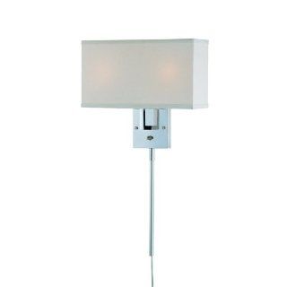 Lite Source LS 16586C/WHT Serafino Wall Lamp, Chrome with White Fabric
