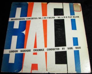 Bach Brandenburg Concertos London Baroque Haas LP VG