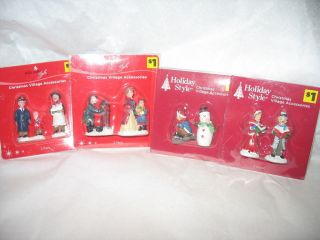 Holiday Style Christmas Village Accessories People Figures Lot of 4