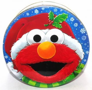 Elmo Sesame Street Friends Christmas Cookie Tin Box Container Canister
