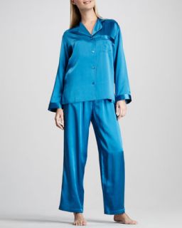  Tailored Silk Pajamas, Peacock   