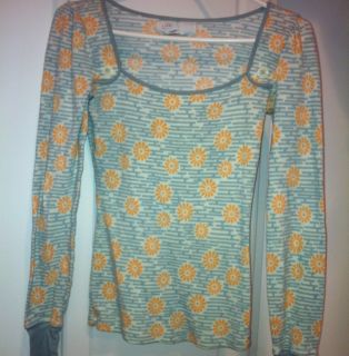 Womens Anthropologie Lilka Sweet Orange Gray Floral Knit Top, Xs