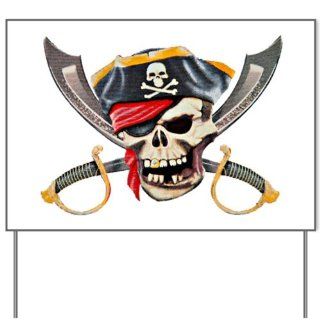 Yard Sign Pirate Skull with Bandana Eyepatch Gold Tooth