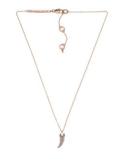 Pave Horn Pendant Necklace, Rose Golden
