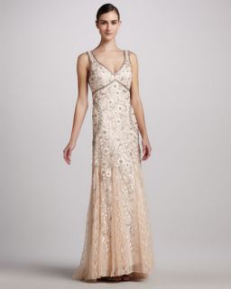 Sue Wong Embroidered Ruffled Gown   
