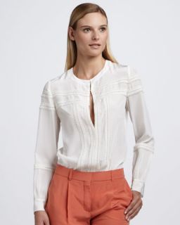 Embroidered Bib Blouse   