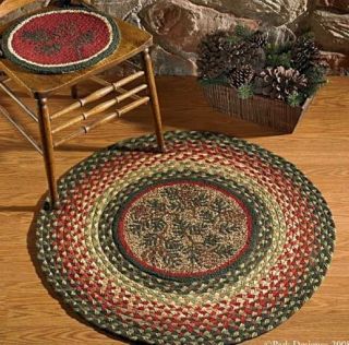Lodge Rug Pine Cone Round Rug Braided Hooked Rug Pinecone Cabin Decor