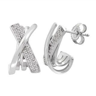 Sterling Silver Diamond Fashion J Hoop Earrings (1/4 cttw, H I Color