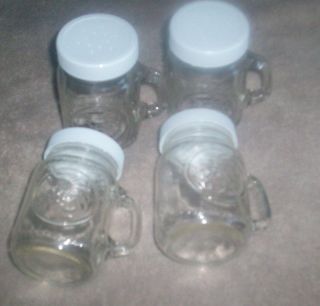 Salt Pepper Jars Shakers with handles Anchor Hocking Golden Harvest