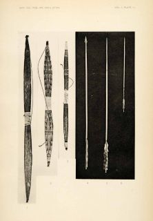 1904 Heliogravure Hoopa Valley Indian HUPA Bow Arrow Flint Arrow Head
