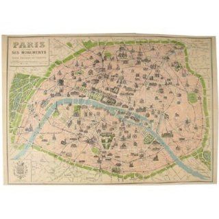 Paris Map Cavallini Papers Poster, Decorative Wrap 20 by