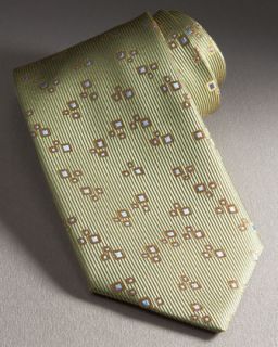 Charvet Square Print Tie, Chartreuse   