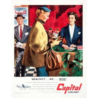 1952 Ad Capital Airlines Travel Monet Girard Perregaux