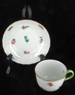 Vintage Herend Saxonian Boquet Multi Flowers Small Cup Saucer