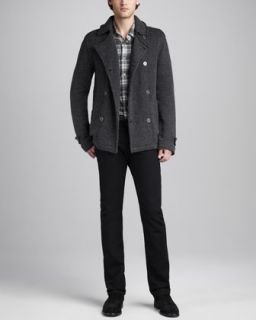 John Varvatos Star USA Pea Coat Sweater, Plaid Sport Shirt & Basic