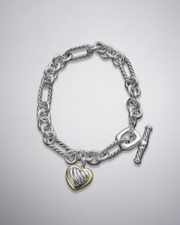 J3627 David Yurman Cable Heart Charm Bracelet