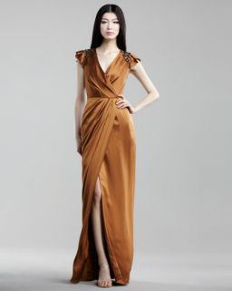 Mendel Beaded Gown, Burnt Orange   