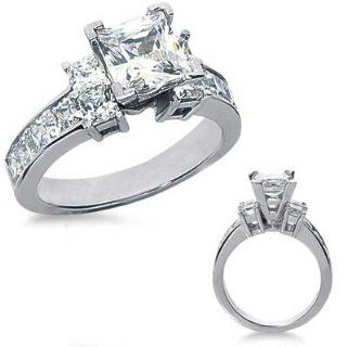 29 Ct.Princess Cut Diamond Engagement Ring with Side Stones Jewelry