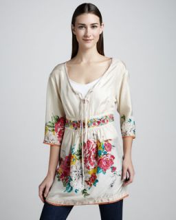Layered Floral Georgette Blouse, Womens