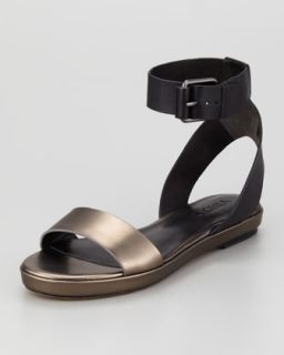 X1KDV Vince Abbey Ankle Strap Sandal, Black/Lead