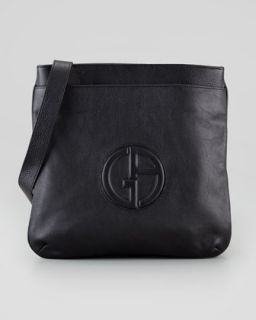 N240S Giorgio Armani Mens Logo Messenger Bag, Black