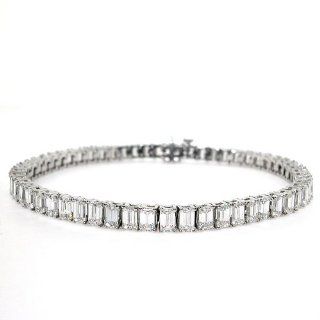 20ct Emerald Cut Diamond Tennis Bracelet F G/VS Quality Jewelry