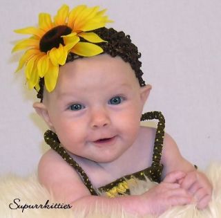 Yellow Sunflower Baby Flower Headband Bow Photo Prop