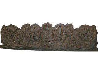 Five Forms of Sitting Ganesha Carved Headboard Wall Panel Bed Frame