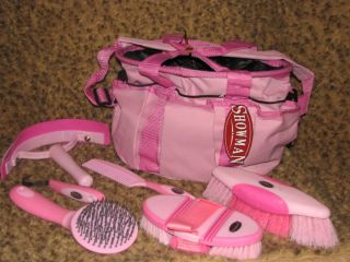Showman Deluxe Grooming Kit with Nylon Carrying Bag Horse or Pony Pink