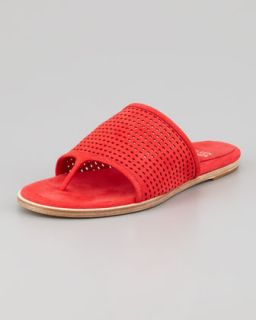 perforated leather thong sandal red $ 165