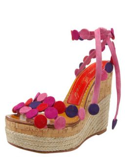 Paloma Barcelo Suede Dot Wedge Espadrille, Pink   