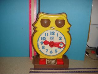 Vintage Tomy Answer Clock Owl Learn To Tell Time Mechanical Needs No